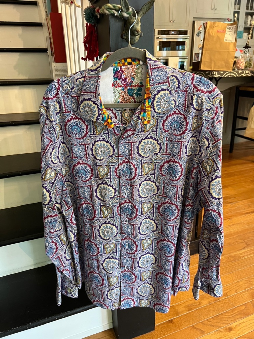 Robert Graham Multicolor Paisley Button-Down Shirt with Blue and Red Accents